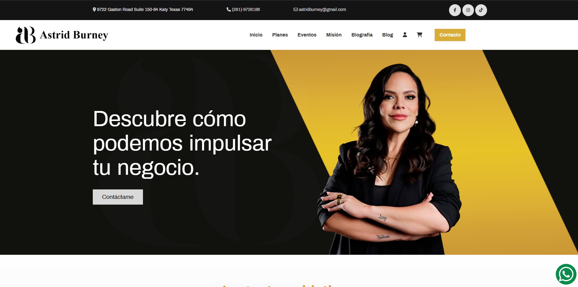 Captura del sitio Astrid Burney