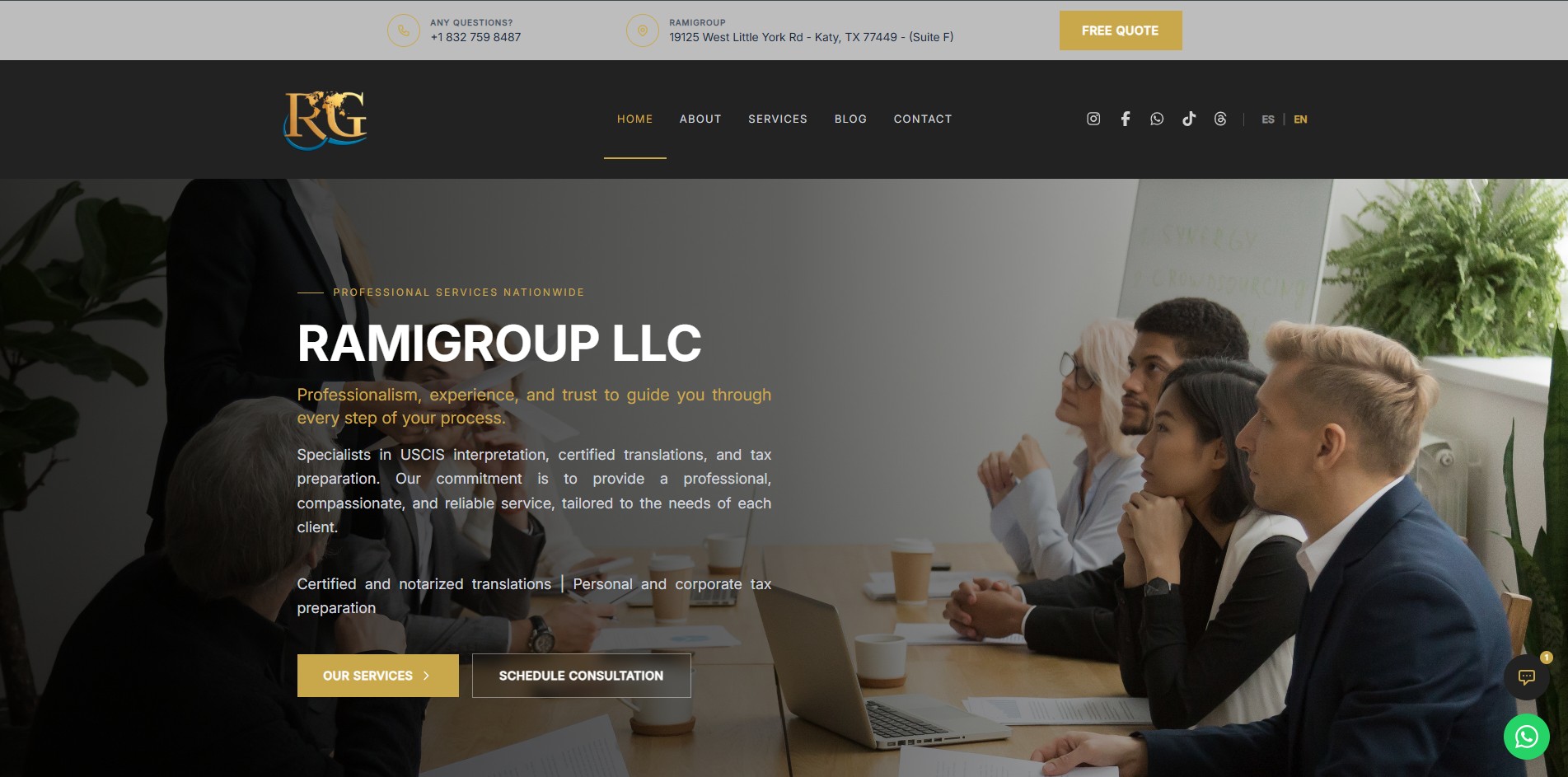 Captura del sitio RAMIGROUP LLC